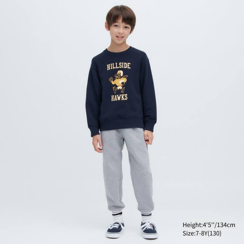 Kids' Uniqlo Ultra Stretch Sweatshirts Navy | UWKB-35174