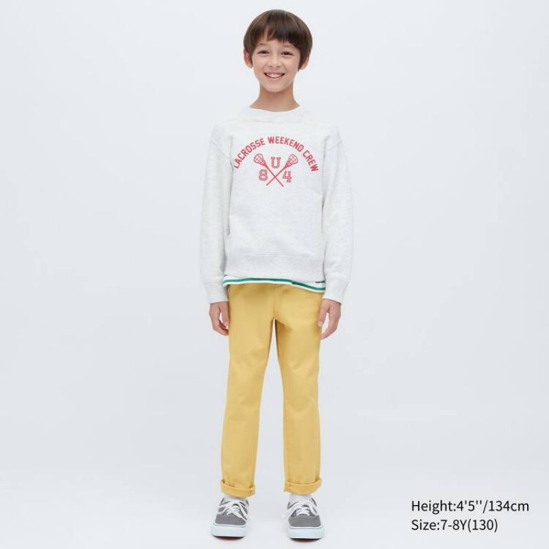 Kids' Uniqlo Ultra Stretch Tapered Trousers Yellow | MCRT-08369