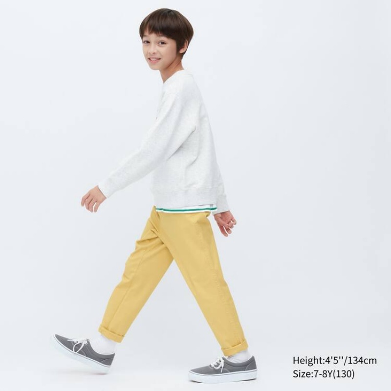 Kids' Uniqlo Ultra Stretch Tapered Trousers Yellow | MCRT-08369