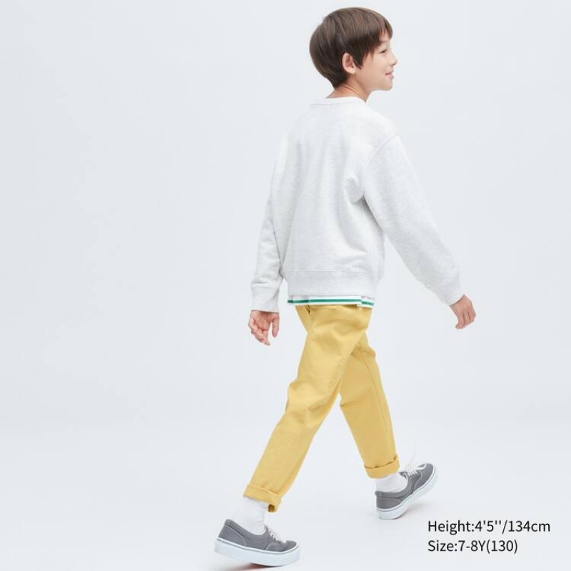 Kids' Uniqlo Ultra Stretch Tapered Trousers Yellow | MCRT-08369