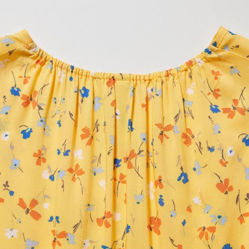 Kids' Uniqlo Viscose Flower Printed Sleeveless Dress Yellow | MVSZ-20861