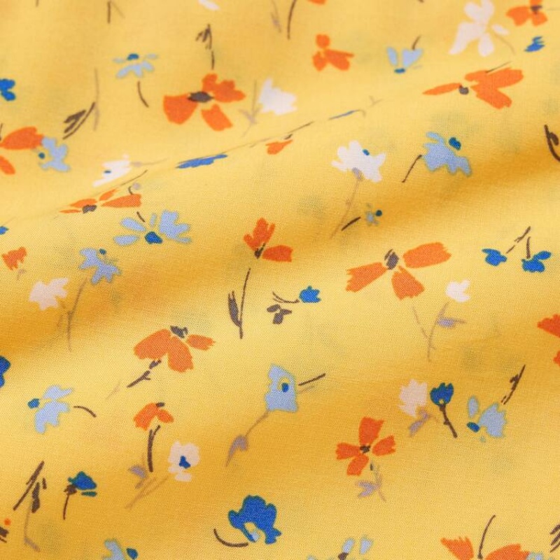 Kids' Uniqlo Viscose Flower Printed Sleeveless Dress Yellow | MVSZ-20861