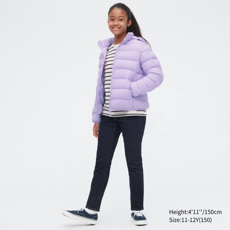 Kids' Uniqlo Warm Padded Washable Hooded Parka Purple | BQAC-73014