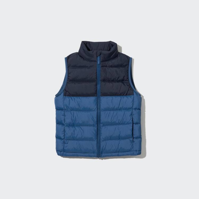 Kids\' Uniqlo Warm Padded Washable Vest Blue | NHAE-74326