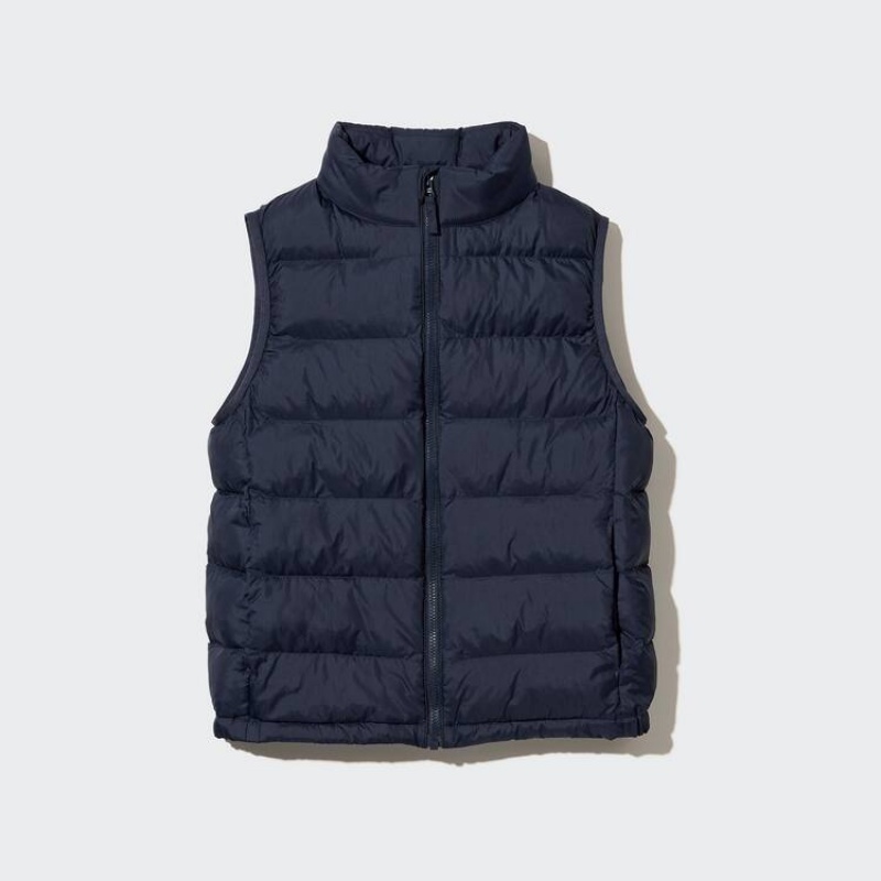 Kids\' Uniqlo Warm Padded Washable Vest Navy | QARI-90762