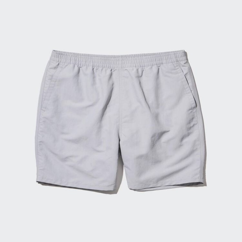 Men's Uniqlo Active Swim Shorts Light Grey | RQGM-34589