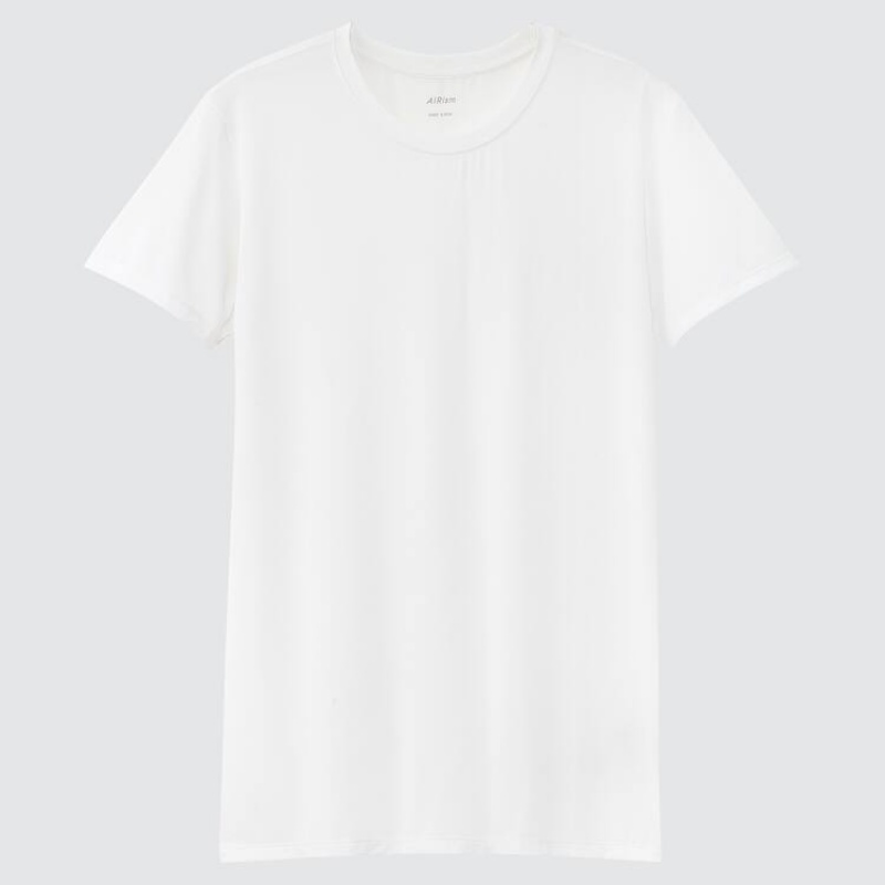 Men\'s Uniqlo Airism Crew Neck T Shirts White | MOVD-21607