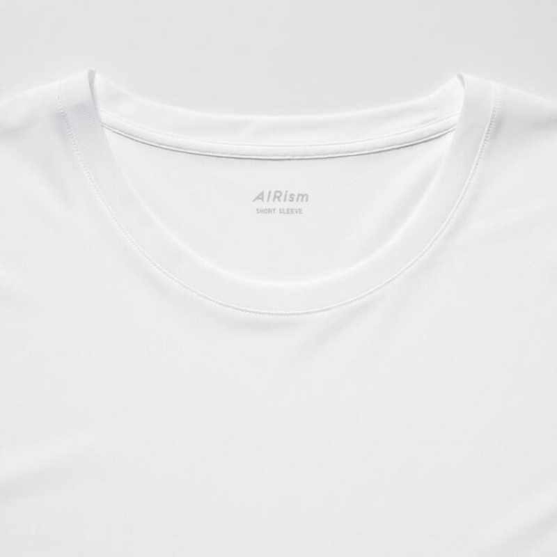 Men's Uniqlo Airism Dry-ex Mesh Crew Neck Short Sleeved T Shirts White | FKPI-67295