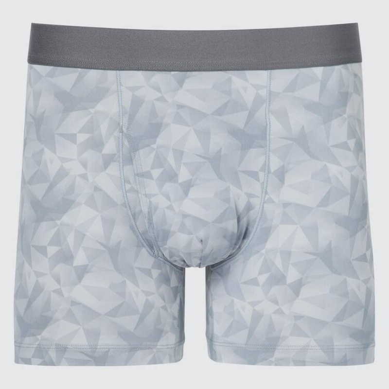 Men\'s Uniqlo Airism Geometric Boxers Underwear Grey | AVKD-32761