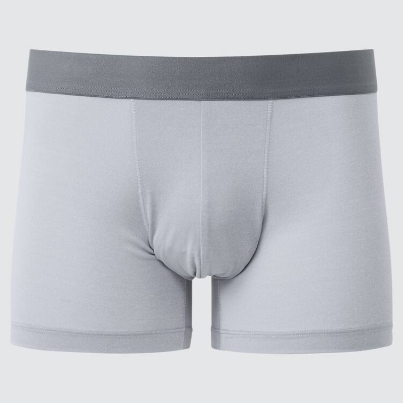 Men\'s Uniqlo Airism Heather Low Rise Boxer Underwear Light Grey | QCKT-40185