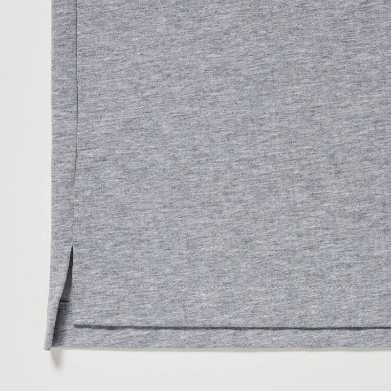 Men's Uniqlo Airism Long Sleeve Polo Shirts Grey | IXZG-85691