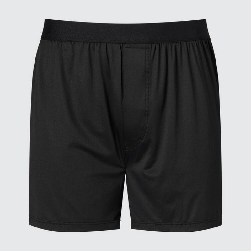 Men\'s Uniqlo Airism Loose Fit Boxers Underwear Black | KTAD-78094