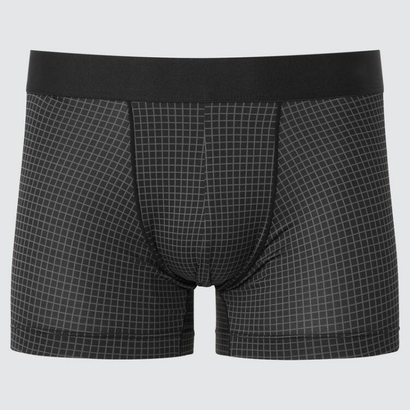 Men\'s Uniqlo Airism Low Rise Checked Boxers Underwear Black | YBMP-20375