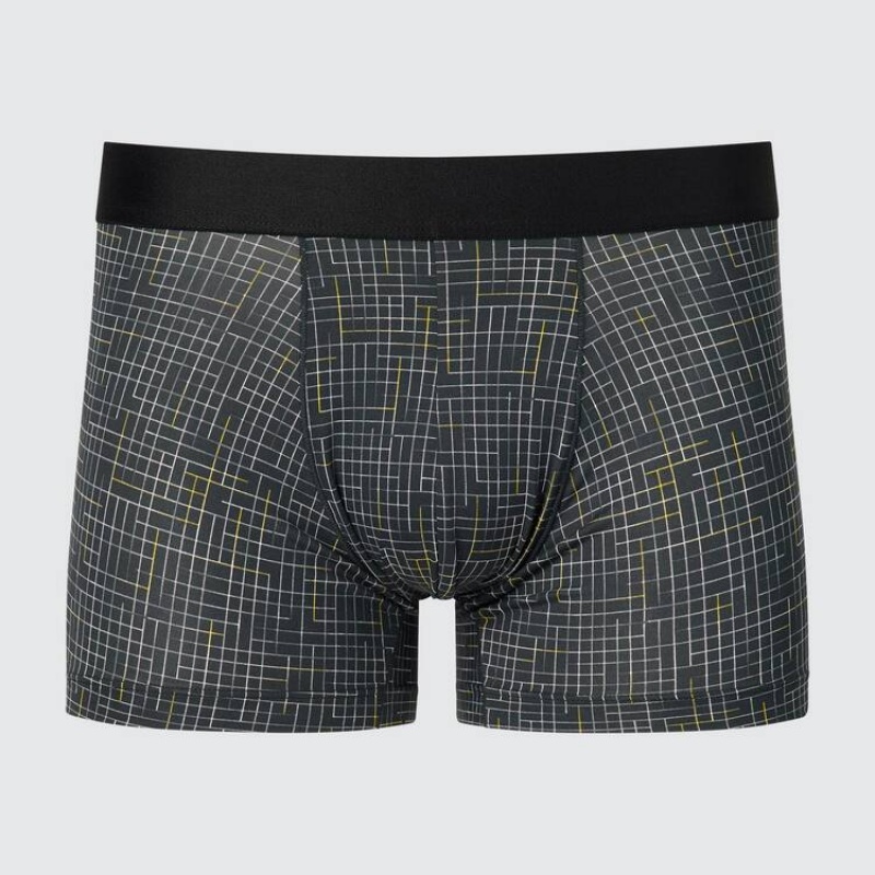 Men\'s Uniqlo Airism Low Rise Printed Boxers Underwear Dark Grey | TGUM-74301