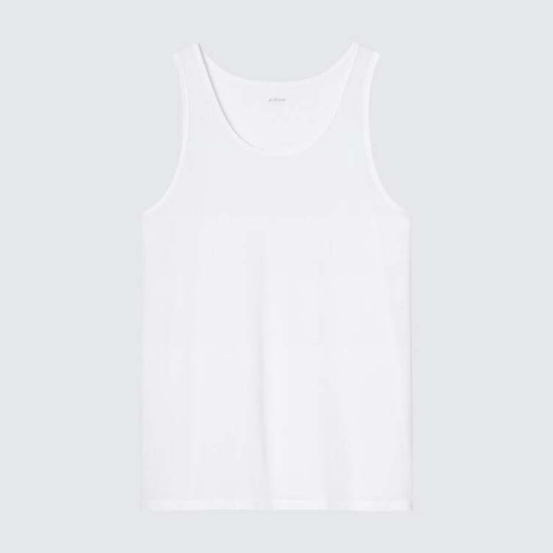 Men's Uniqlo Airism Mesh Tops White | AROW-32571