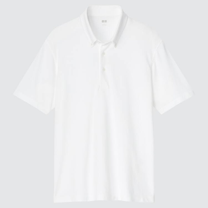 Men's Uniqlo Airism Piqué (2021 Season) Polo Shirts White | GOSB-18756