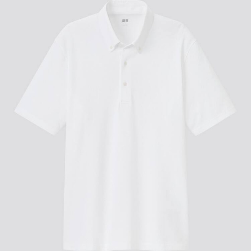 Men\'s Uniqlo Airism Piqué (2021 Season) Polo Shirts White | GOSB-18756