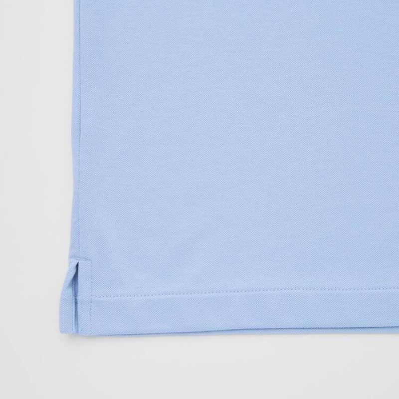 Men's Uniqlo Airism Piqué Polo Shirts Light Blue | JLTM-14392