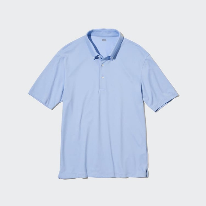 Men's Uniqlo Airism Polo Shirts Light Blue | TKBR-96741