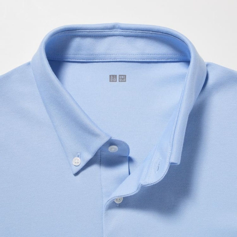 Men's Uniqlo Airism Polo Shirts Light Blue | TKBR-96741