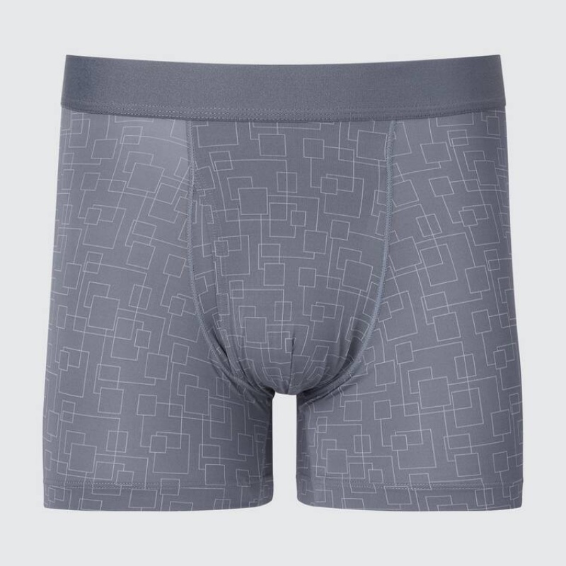 Men\'s Uniqlo Airism Printed Boxers Underwear Grey | TRAZ-74651