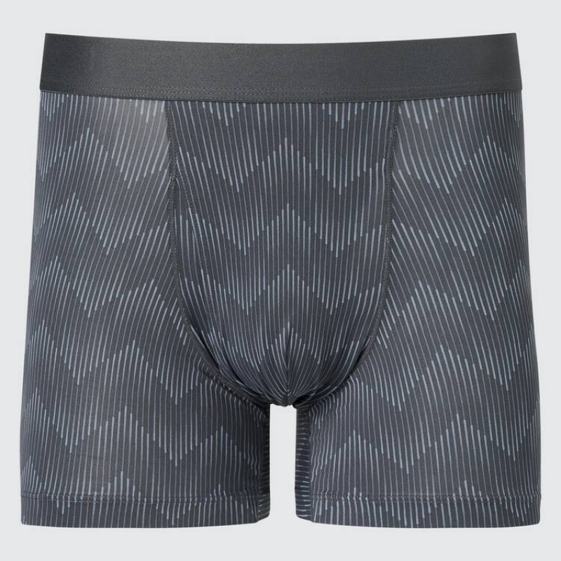 Men\'s Uniqlo Airism Printed Boxers Underwear Dark Grey | ZLGK-01872