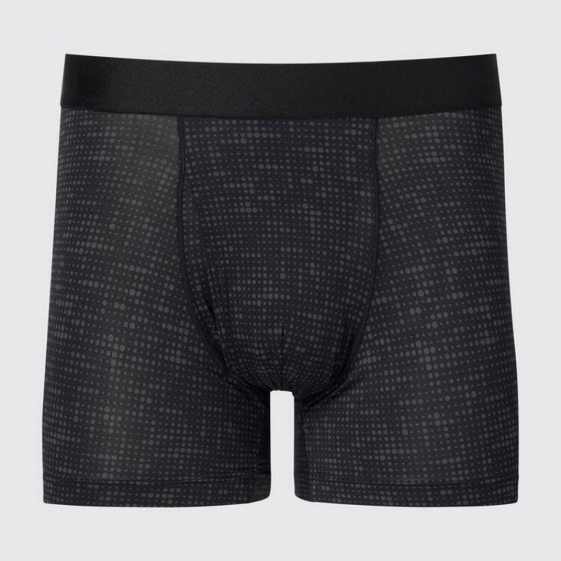 Men\'s Uniqlo Airism Printed Boxers Underwear Black | GFAX-51987