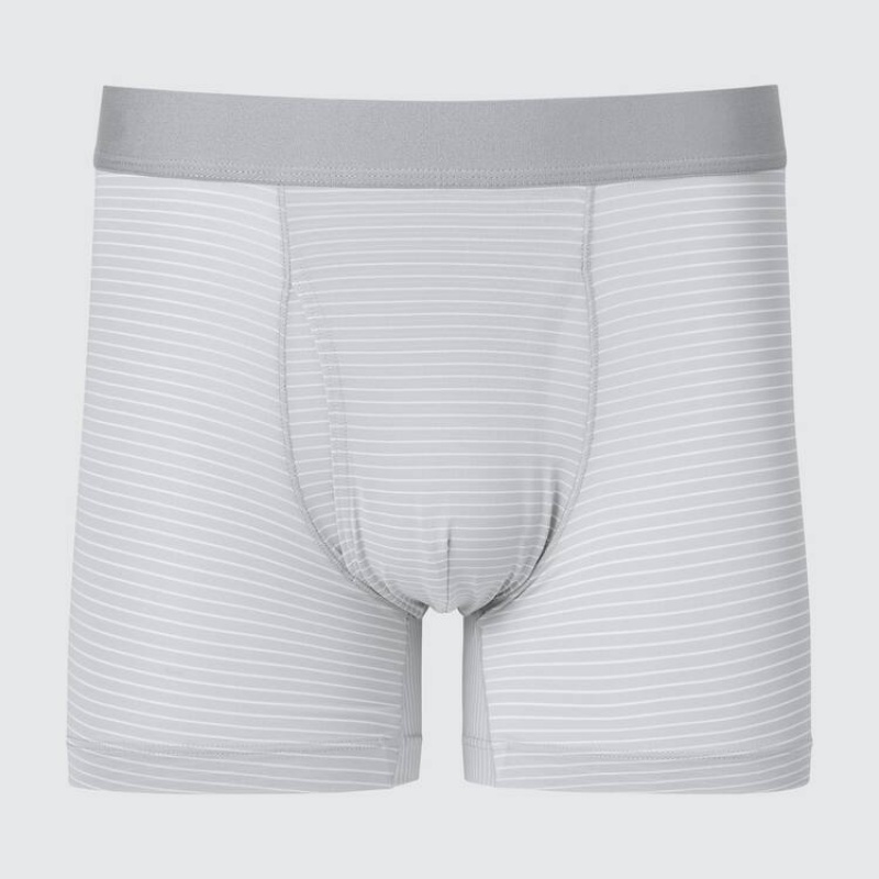 Men\'s Uniqlo Airism Striped Boxers Underwear Grey | VEHO-86172