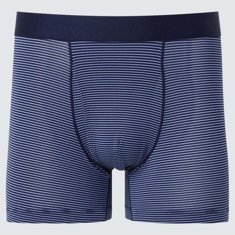 Men\'s Uniqlo Airism Striped Boxers Underwear Navy | JWSB-79284