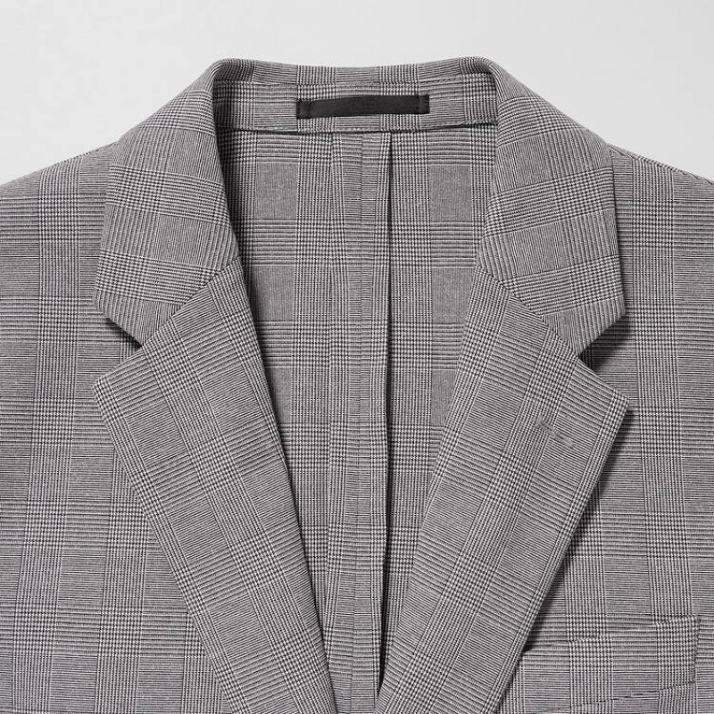 Men's Uniqlo Airsense Ultra Light Glen Checked Jackets Grey | EFCN-42987