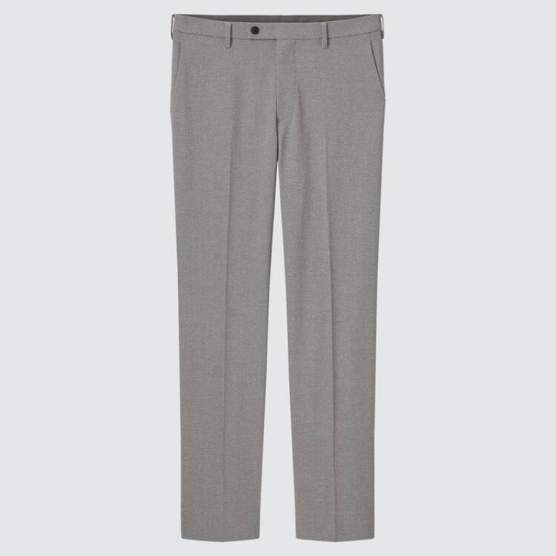 Men's Uniqlo Airsense Ultra Light Houndstooth Trousers Grey | THAU-06751