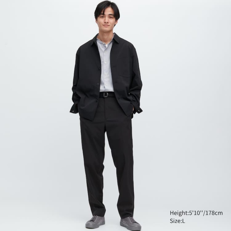 Men's Uniqlo Airsense Ultra Light Relaxed Fit Trousers Black | PFMY-87162