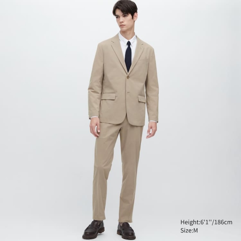 Men's Uniqlo Airsense Ultra Light Suits Beige | IXLO-76943