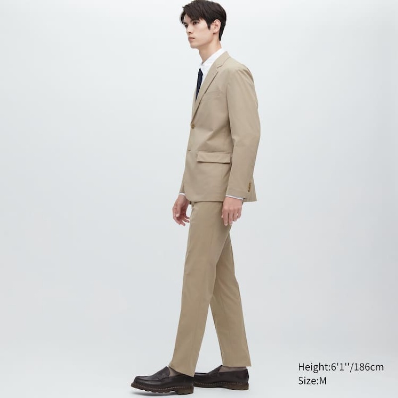 Men's Uniqlo Airsense Ultra Light Suits Beige | IXLO-76943