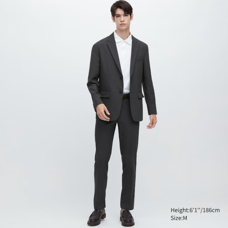 Men's Uniqlo Airsense Ultra Light Wool-like Suits Dark Grey | DUEI-10398