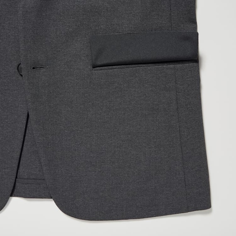 Men's Uniqlo Airsense Ultra Light Wool-like Suits Dark Grey | DUEI-10398