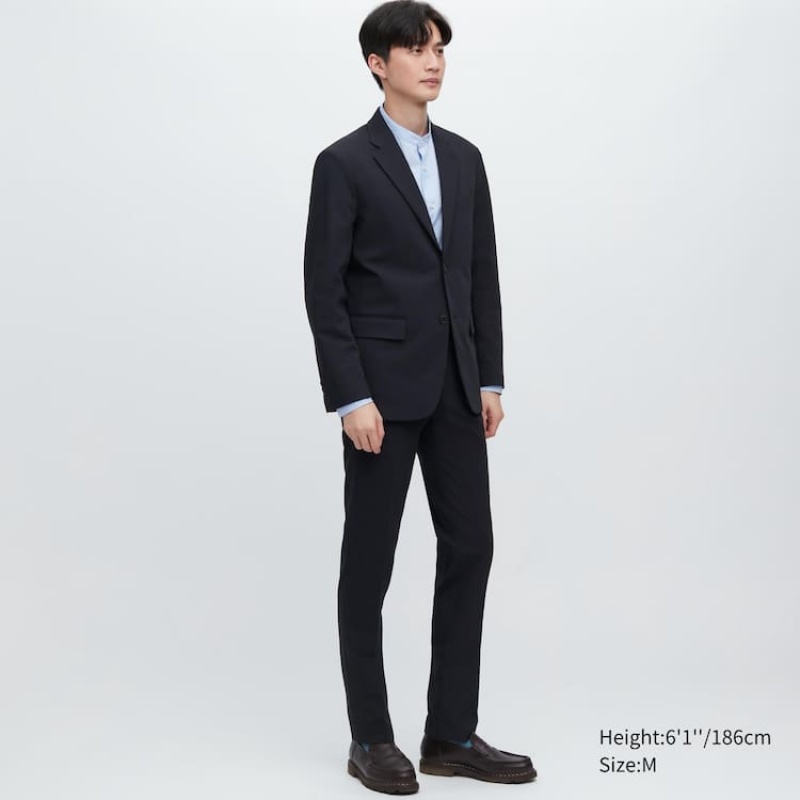 Men's Uniqlo Airsense Ultra Light Wool-like Suits Dark Grey | DUEI-10398