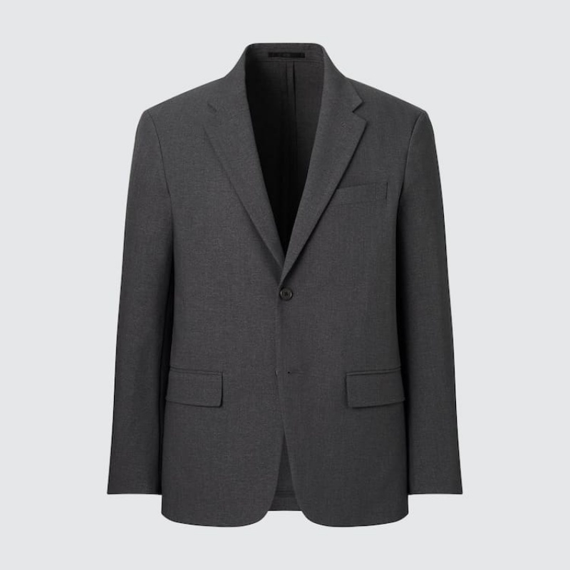 Men's Uniqlo Airsense Ultra Light Wool-like Suits Dark Grey | DUEI-10398