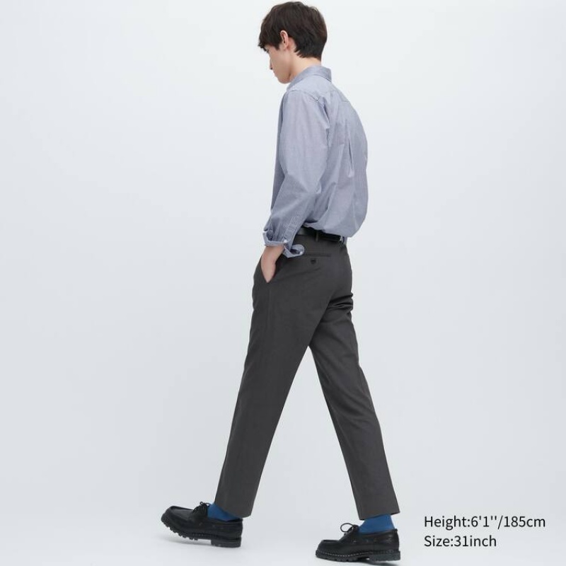 Men's Uniqlo Airsense Ultra Light Wool-like (Short) Trousers Dark Grey | SNMV-71362