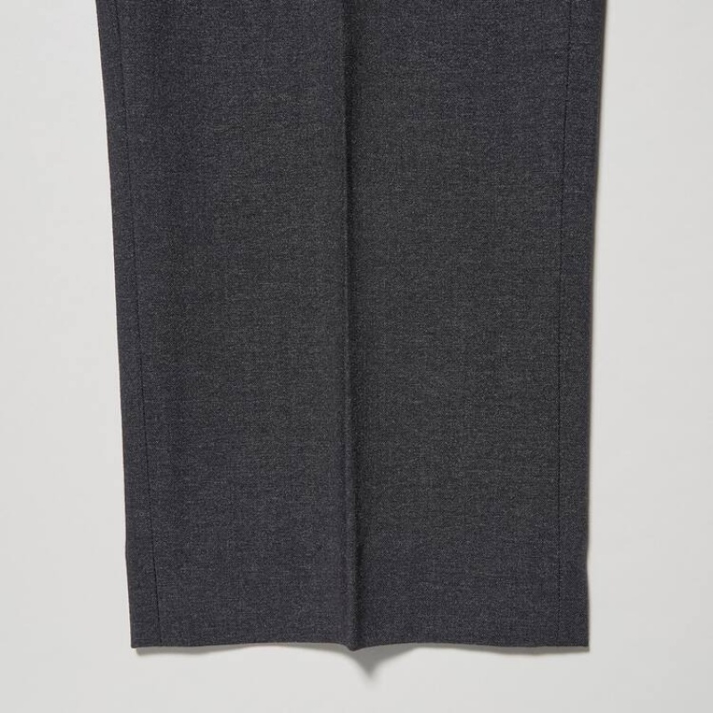 Men's Uniqlo Airsense Ultra Light Wool-like (Short) Trousers Dark Grey | SNMV-71362