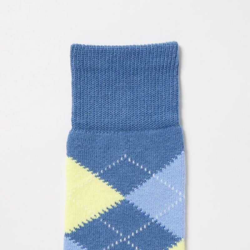 Men's Uniqlo Argyle Patterned Socks Blue | ZUOF-16532