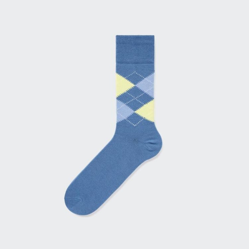 Men\'s Uniqlo Argyle Patterned Socks Blue | ZUOF-16532