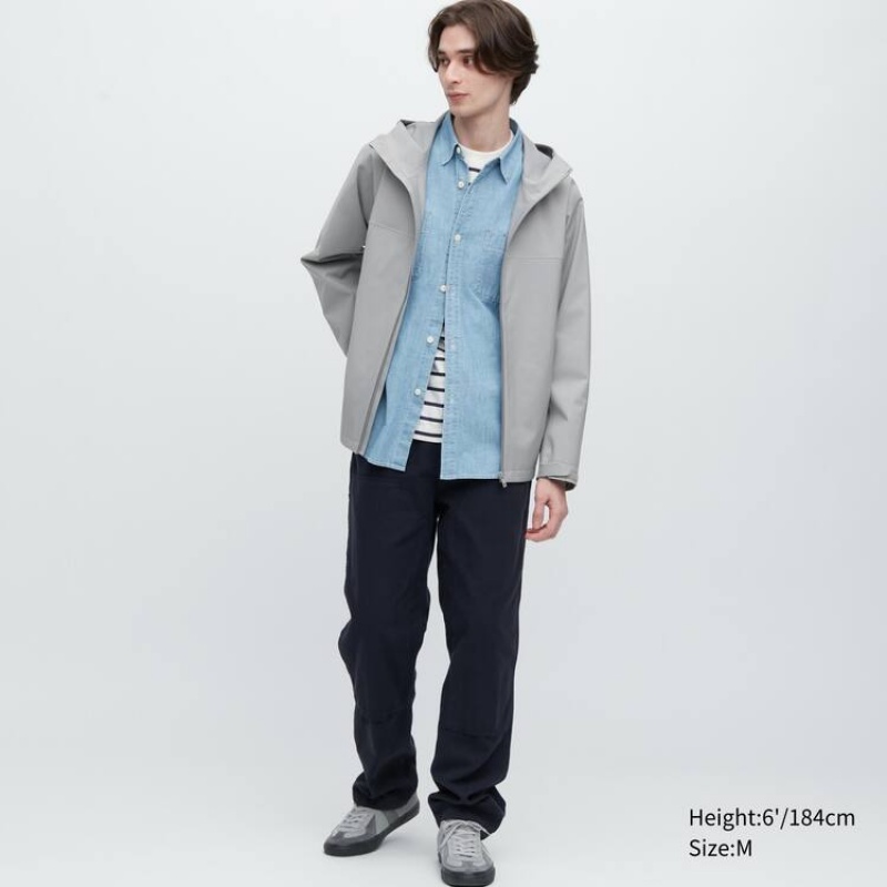 Men's Uniqlo Blocktech 3d Cut Parka Grey | KSTW-45073