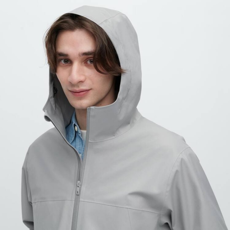 Men's Uniqlo Blocktech 3d Cut Parka Grey | KSTW-45073