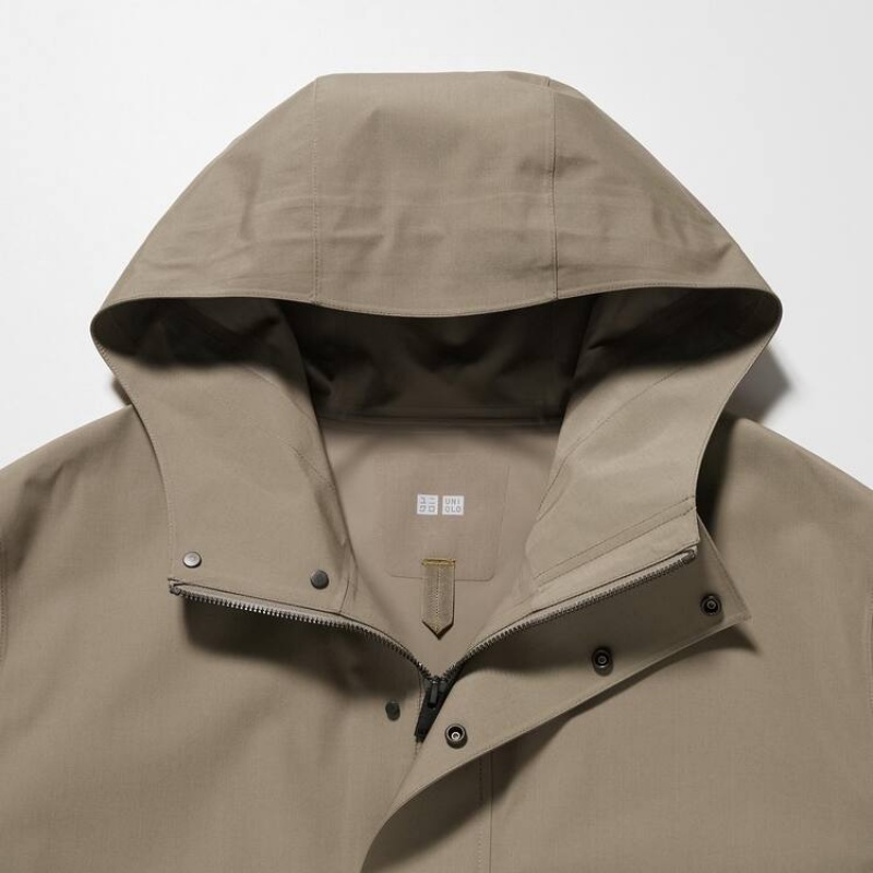 Men's Uniqlo Blocktech Coats Beige | HSOJ-35970