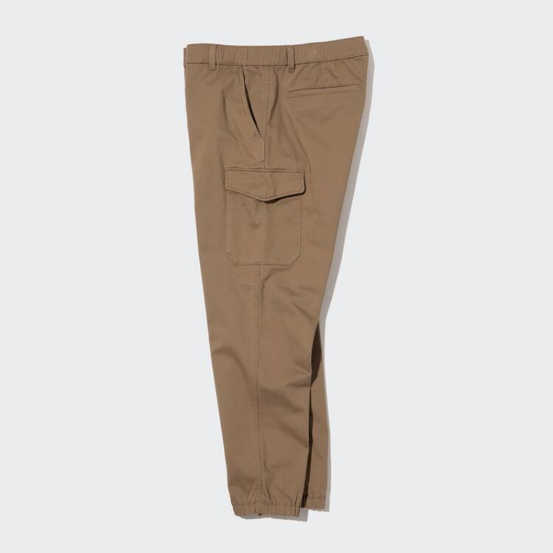 Men's Uniqlo Cargo Jogger Trousers Khaki | QEJA-35207