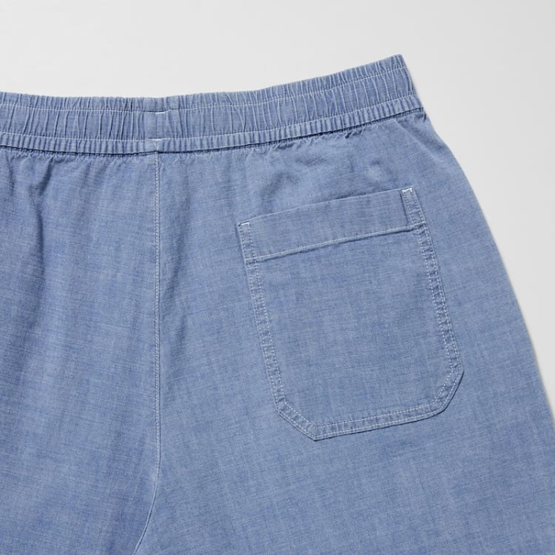 Men's Uniqlo Chambray Stretch Easy Loungewear Blue | GBRD-89546