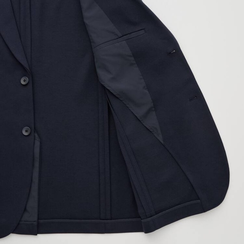 Men's Uniqlo Comfort Jackets Navy | XNTM-85316