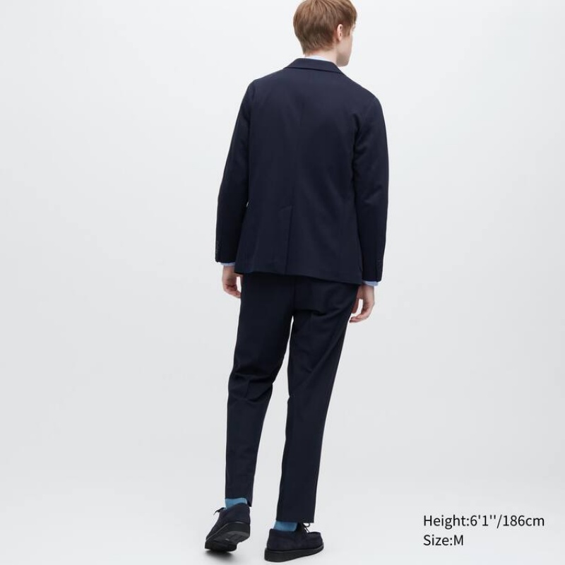 Men's Uniqlo Comfort Jackets Navy | XNTM-85316