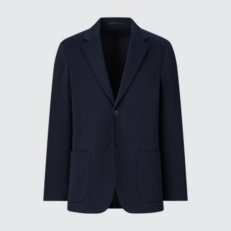 Men's Uniqlo Comfort Jackets Navy | XNTM-85316